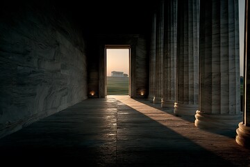 Obraz premium Majestic landscape with marble columns view high resolution picture