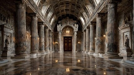 Majestic palace interior with marble columns high resolution picture