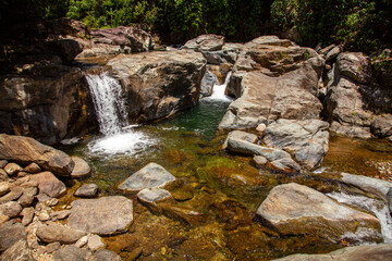 Tukuran Falls. Set in the jungle, this natural attraction features gentle waterfalls and areas for swimming. Puerto Galera, Oriental Mindoro, Philippines