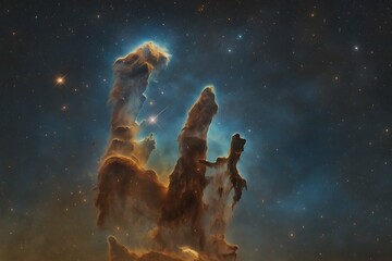 Eagle Nebula M16 with the iconic Pillars of Creation in vivid interstellar clouds