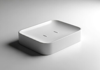 Modern White Soap Dish Square Shape on Bright Background