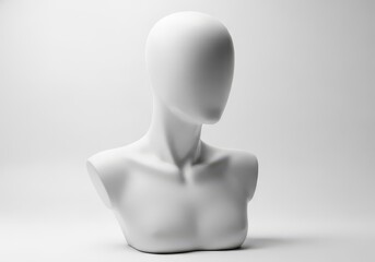 Elegant White Mannequin Head and Torso Display on Clean Background