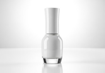 White Nail Polish Bottle on Reflective Surface Minimalist Beauty Concept