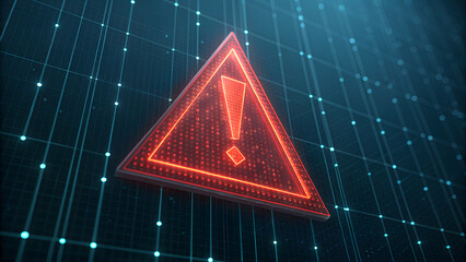 Red exclamation triangle made of binary