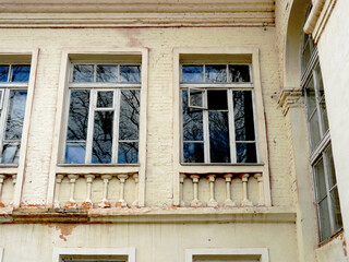 Fraguiment of soviet building with old windows