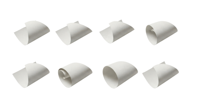 Steps folding a paper cup from flat to finished isolated PNG with Transparent Background