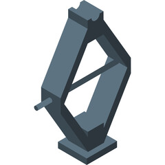 Gray Scissor Jack With Crank Isolated on Transparent Background in Isometric View for Vehicle Lifting and Maintenance Assistance
