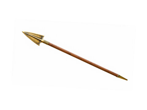 Gold spear isolated on white background.