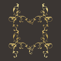 Decorative golden frame. Clip art universal isolated