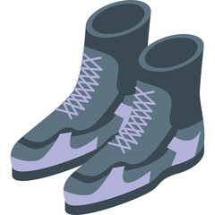 Pair of Dark Gray Lace Up Hiking Boots With Purple Accents Isolated On Transparent Background