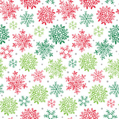 Seamless Christmas Pattern With Snowflakes On White Background