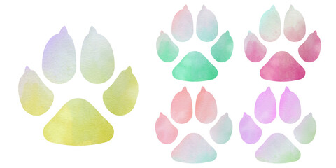 Dog's paws sublimation background set on white background