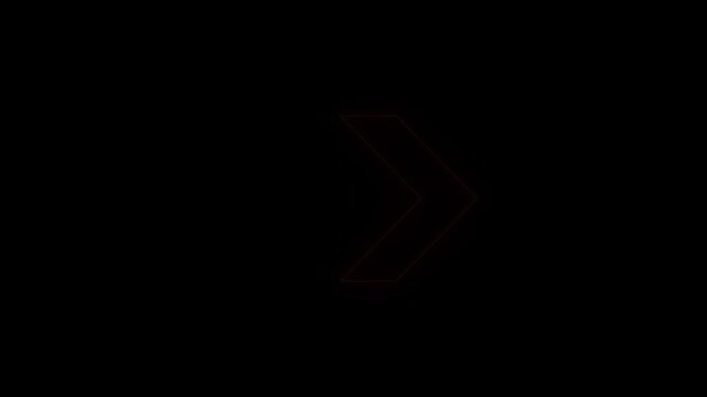 Animated neon right arrow. Right arrow isolate motion. direction arrow icon. arrow pointing right 4k video.