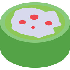 Green Bowl Containing Creamy White Substance With Red Dots Against A Transparent Background