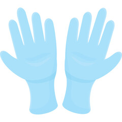 Pair of light blue transparent medical gloves displayed with open palms isolated on a white background for hygiene and protection purposes