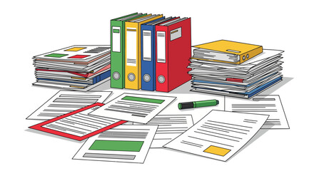 Organized Chaos: Documents and Binders Illustration