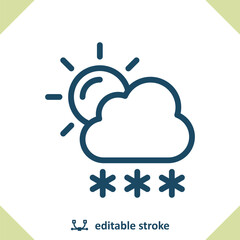 Snowing Icon. Snow, Cloud, Snowflake, Weather, Winter, Sun