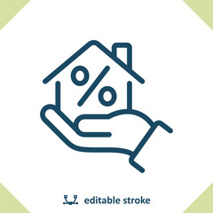 Hand, House Icon. Home, Real Estate, Mortgage, Realtor, Percent, Percentage Sign