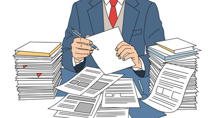 Overwhelmed by Paperwork: A Bureaucracy Illustration