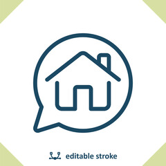 Real Estate Icon. House, Home, Talking, Chat Bubble, Speech Bubble