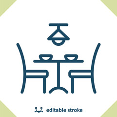 Dining Room Icon. Living Room, Table, Chairs, Restaurant