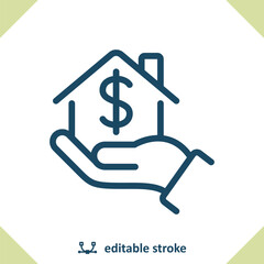 Hand, House Icon. Home, Real Estate, Price, Dollar, Mortgage, Realtor