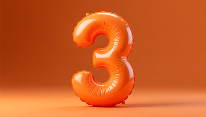 Inflatable orange numeral 3 countdown effect display
