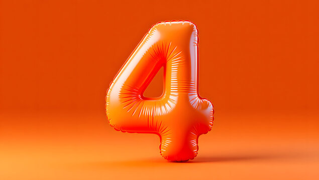 Inflatable orange numeral 4 countdown effect display - Powered by Adobe