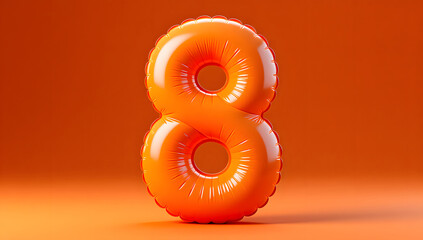 Inflatable orange numeral 8 countdown effect display