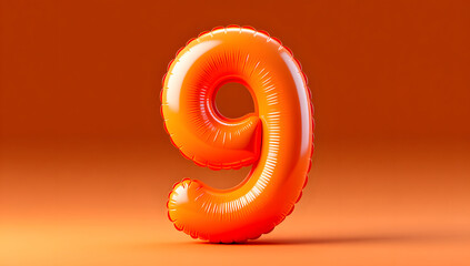 Inflatable orange numeral 9 countdown effect display