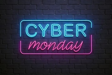 Obraz premium Cyber Monday Neon Sign Lighting Up A Modern Online Shopping Scene
