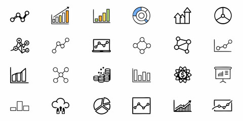 Hand-drawn stock market analysis charts and diagrams for finance presentations showing business growth, profits, success, and financial graphs