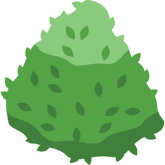 Green Bush With Varying Shades of Green Leaves and Transparent Background in a Flat Design Style