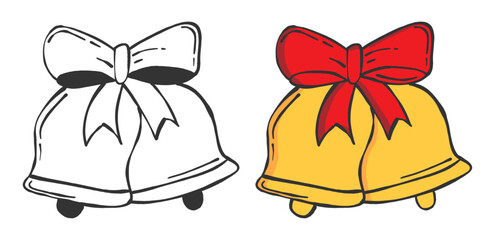 hand drawn Christmas bell illustration with festive decoration. Perfect for holiday cards, seasonal artwork, and Christmas design projects