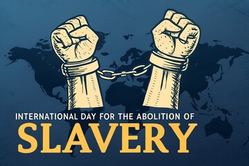 International Day For The Abolition Of Slavery: Raised Fists Breaking Chains Worldwide

