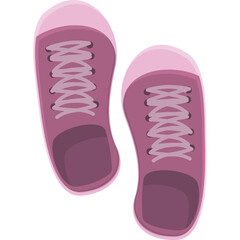 Pair Of Pink Canvas Sneakers With Laces Top Down View On Transparent Background