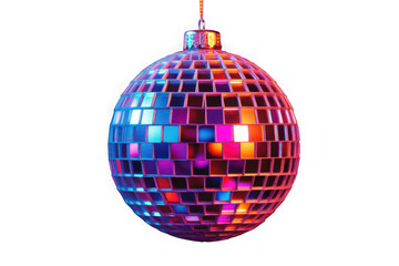 Obraz premium 3d icon Shiny multicolored for ball Winter christmas ornament hanging, Nativity isolated on transparent perfect festive disco background, designs