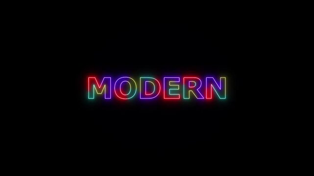 MODERN colored text. Laser vintage effect. Infinite loadable, 4 ti neon color , neon sign glowing against a black background wk video