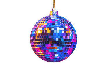 Obraz premium 3d icon Shiny multicolored for ball Winter christmas ornament hanging, Nativity isolated on transparent perfect festive disco background, designs