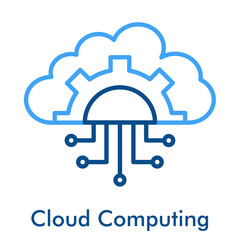 Cloud Computing Icon. Outline Color Icon Style. Online database storage and networking technology symbol.
