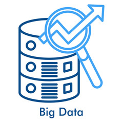 Big Data Icon. Outline Color Icon Style. Mass storage server and digital information analysis symbol.
