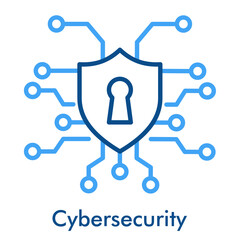 Fototapeta premium Cybersecurity Icon. Outline Color Icon Style. Network security shield lock and protection symbol.