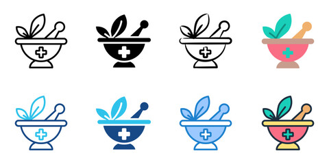 Alternative medicine icon set multiple style collection 
