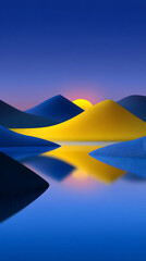 Travel-Themed Illustration of Iridescent Outdoor Mountain Peaks