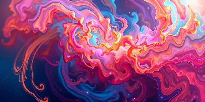Swirling nebula of vibrant, abstract colors creating dynamic motion,  cosmic,  design