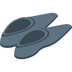 Pair Of Slate Gray Ballet Flats With Dark Gray Inner Soles Isolated On Transparent Background