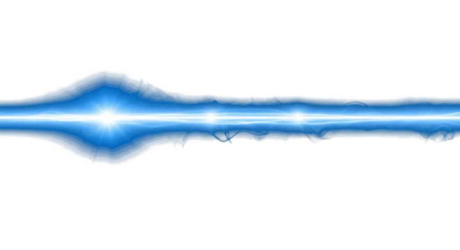 horizontal blue laser light beam glowing line on black background energy streak effect clean png