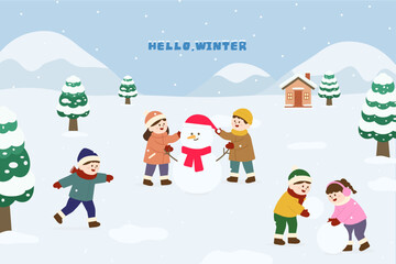 겨울 눈사람 만들기 어린이