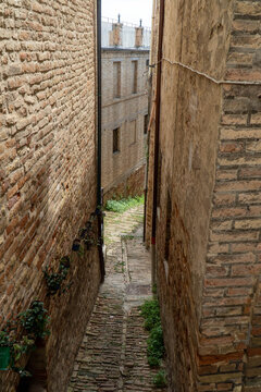 Italy, Marche - One of the typical alleys of Offida