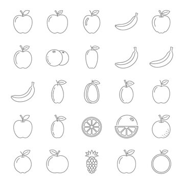 Vector art of collection of various fruit icons for design use